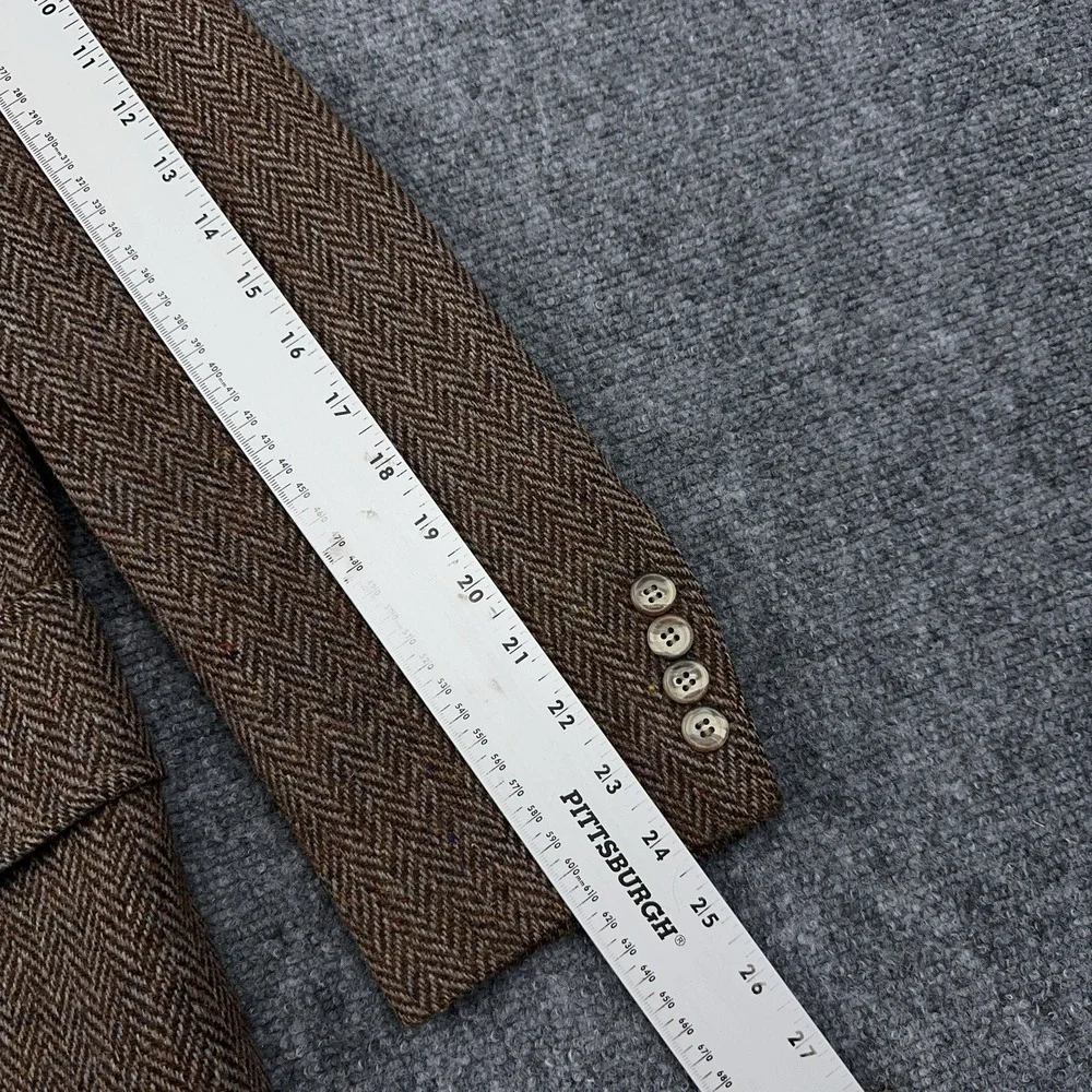 VTG 60s 70s Harris Tweed Blazer FIT 40 Herringbone Scottish Wool Stanley Blacker